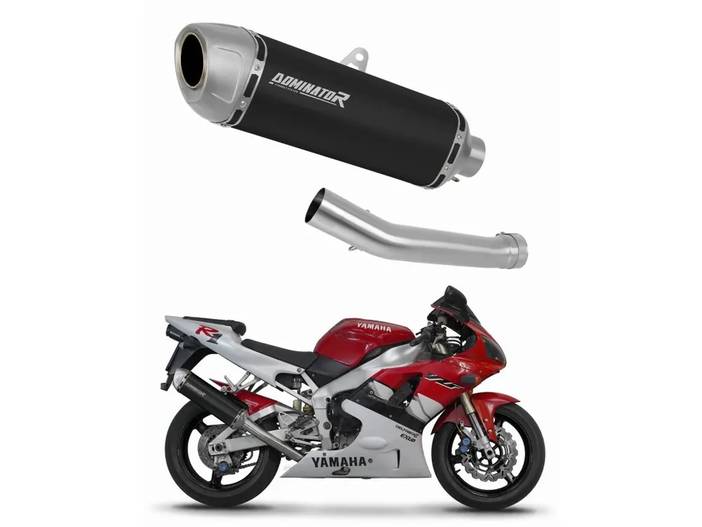 Laděný výfuk Dominator Yamaha YZF R1 1000 RN01 1998 - 1999 výfuk S6 BLACK + dB killer Poslední Šance