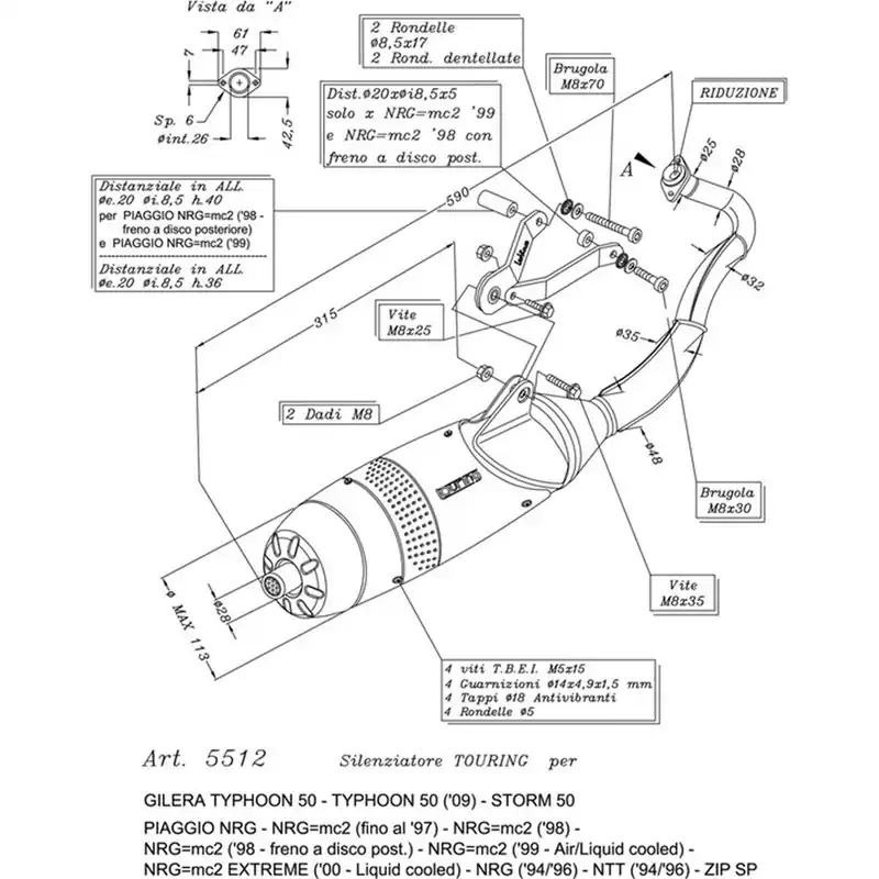 Výfuk LeoVince PIAGGIO NRG 1994 - 1996 TOURING Rychlé Dodání