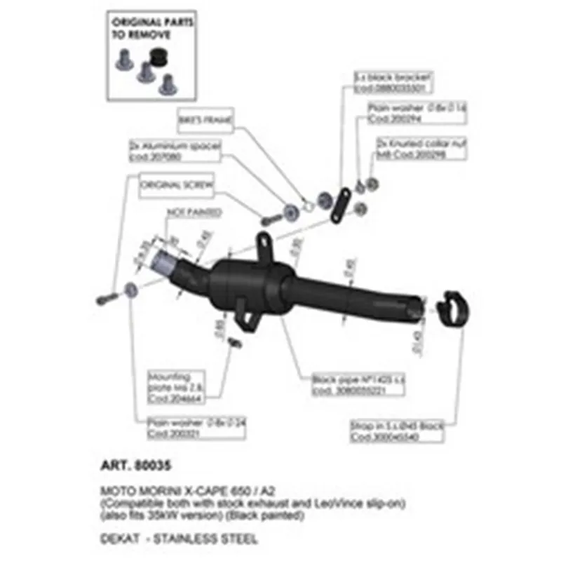 Aktuální Mezisvod pro odstranění katu LeoVince MOTO MORINI X-CAPE 650/A2 2021 - 2023 CAT ELIMINATOR (LINK PIPE)