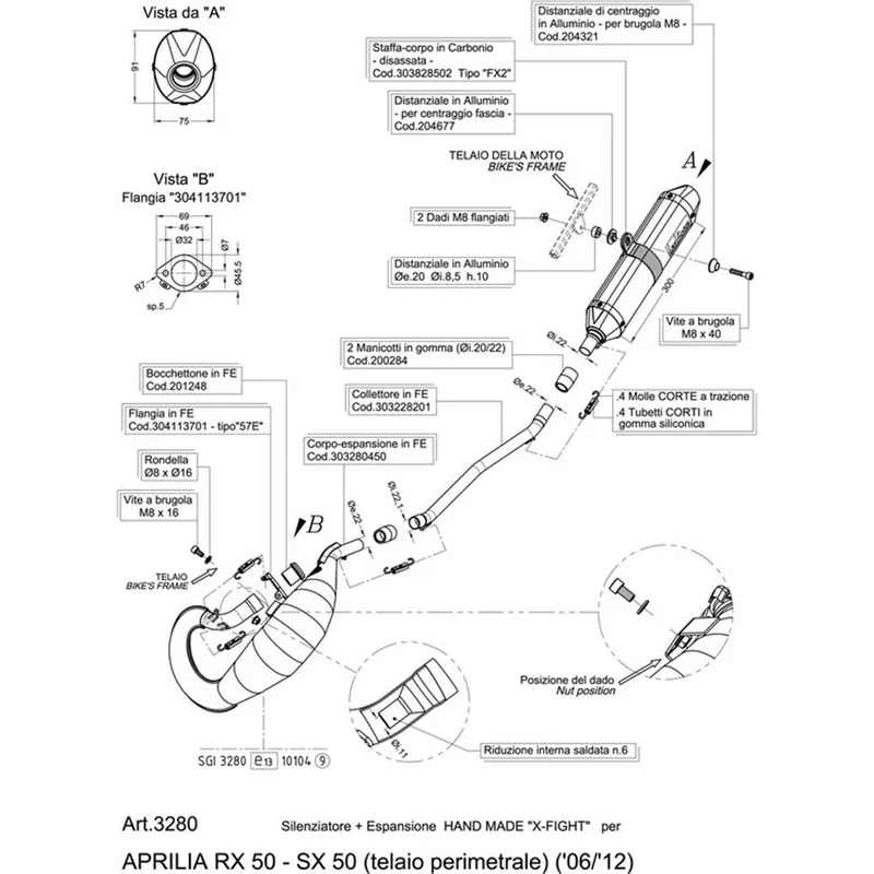 Výfuk LeoVince APRILIA SX 50 perimeter frame 2006 - 2015 X-FIGHT Super Cena