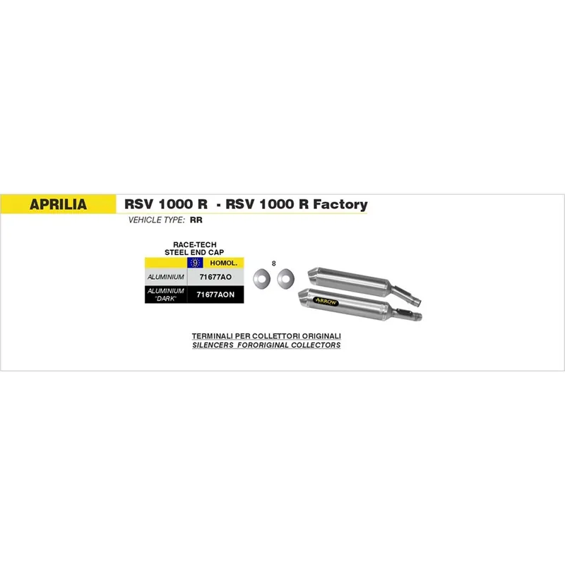 Výfuk Arrow Aprilia TUONO 1000 R / R Factory 2006 - 2010 Race-Tech aluminum Autentický