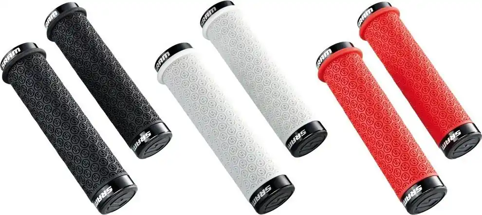 Must-Have Sram Silikonové gripy s pojistkou šroubu bílá, s dvojitými svorkami a End Plug