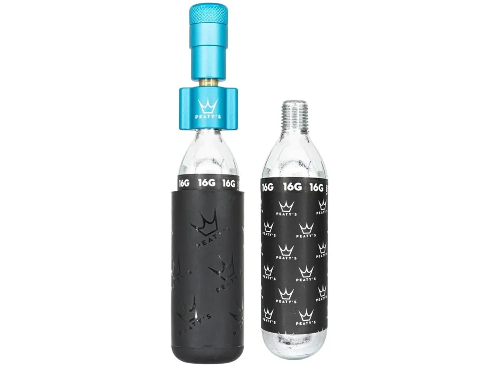 Expresní Doručení PEATY‘S HOLESHOT CO2 PUMPA + BOMBIČKY 2 KS - ROAD & GRAVEL (16G) - TURQUOISE
