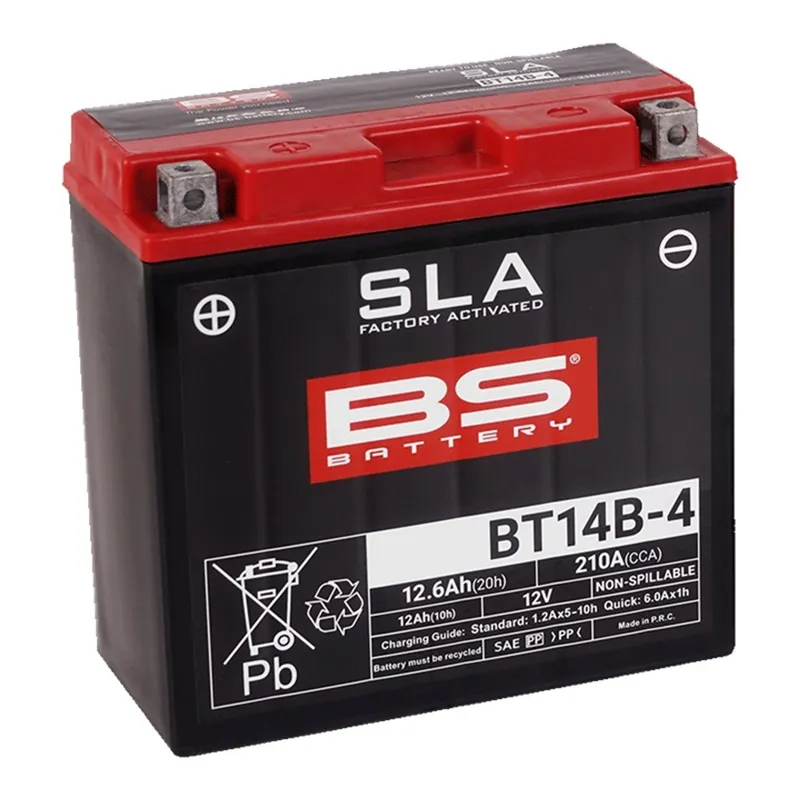 Továrně aktivovaná motocyklová baterie BS-BATTERY BT14B-4 (YT14B-4) SLA Rychlé Dodání