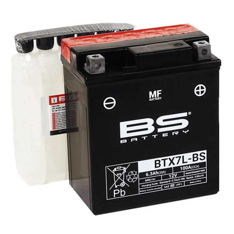 Bezúdržbová motocyklová baterie BS-BATTERY BTX7L-BS (YTX7L-BS) Časově Omezené