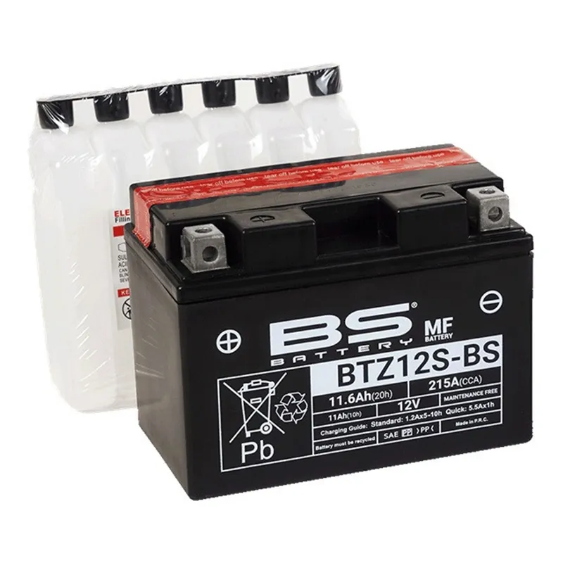 Bezúdržbová motocyklová baterie - max. 20° náklon BS-BATTERY BTZ12S-BS (YTZ12S-BS) Nízká Cena