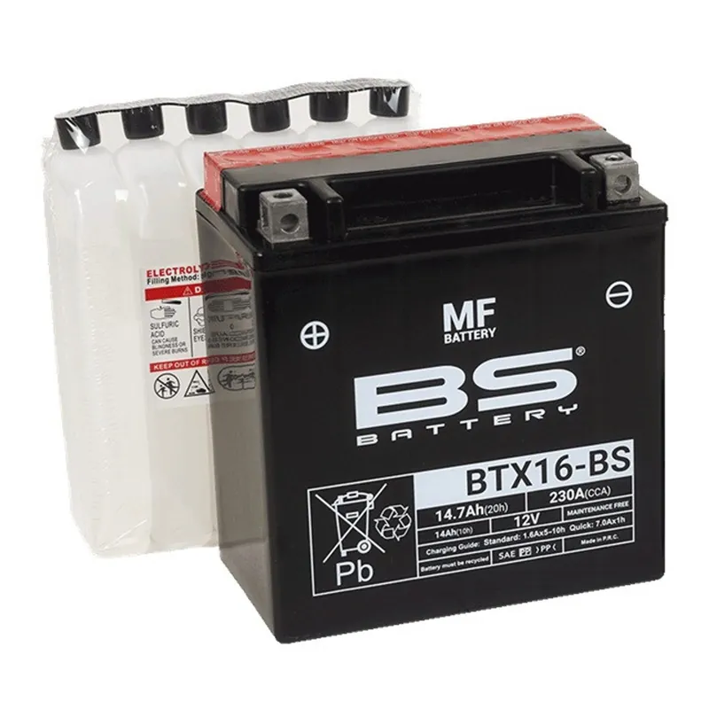 Novinka Bezúdržbová motocyklová baterie BS-BATTERY BTX16-BS (YTX16-BS)