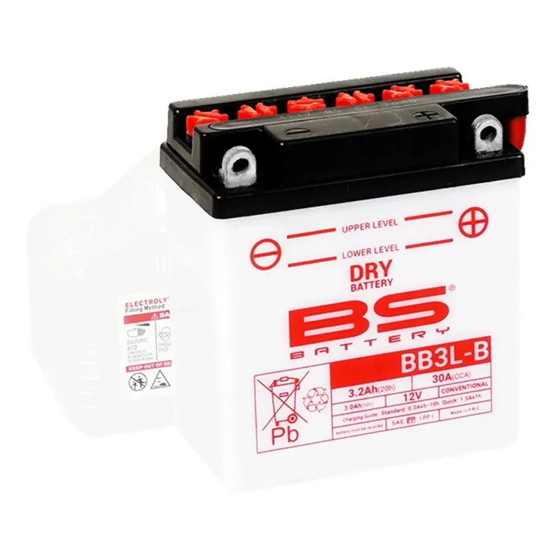 Autentický Konvenční motocyklová baterie BS-BATTERY BB3L-B (YB3L-B) Včetně balení kyseliny