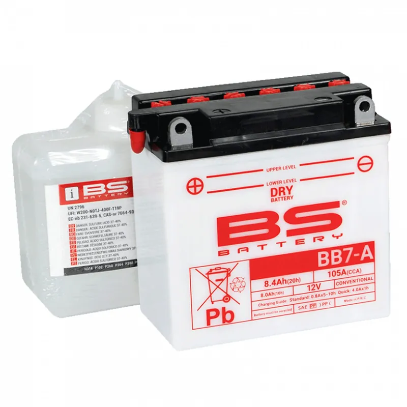 Ověřený Konvenční motocyklová baterie BS-BATTERY BB7-A (YB7-A) Včetně balení kyseliny