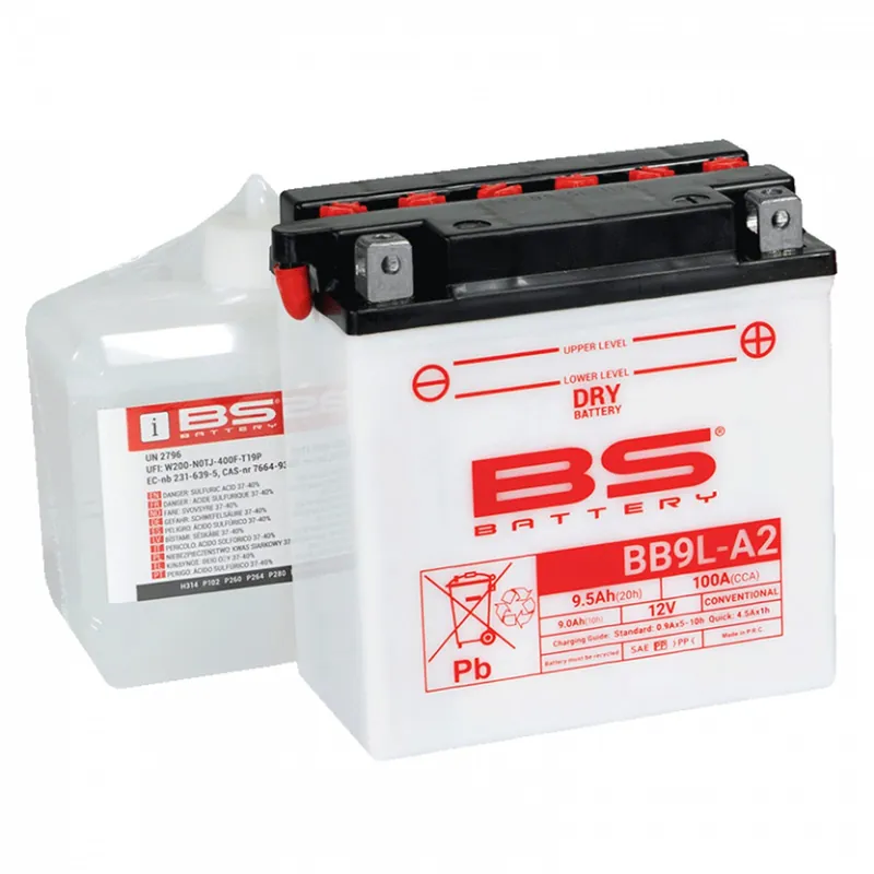 Konvenční motocyklová baterie BS-BATTERY BB9L-A2 (YB9L-A2) Včetně balení kyseliny Nejlepší Cena