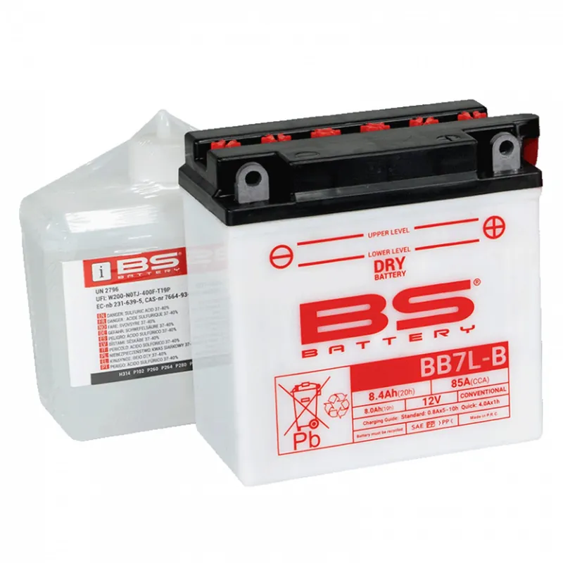 Konvenční motocyklová baterie BS-BATTERY BB7L-B Včetně balení kyseliny Koupit Online