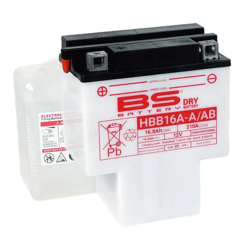 Konvenční motocyklová baterie BS-BATTERY HBB16A-A Včetně balení kyseliny Výprodej