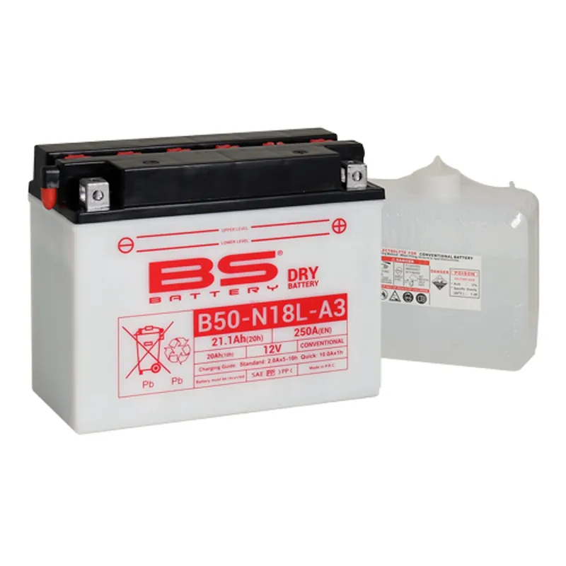 Autentický Konvenční motocyklová baterie BS-BATTERY B50-N18L-A3 Včetně balení kyseliny