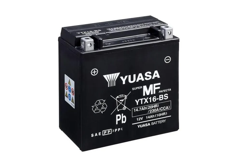 Bezúdržbová motocyklová baterie YUASA YTX16-BS Nejlepší Volba