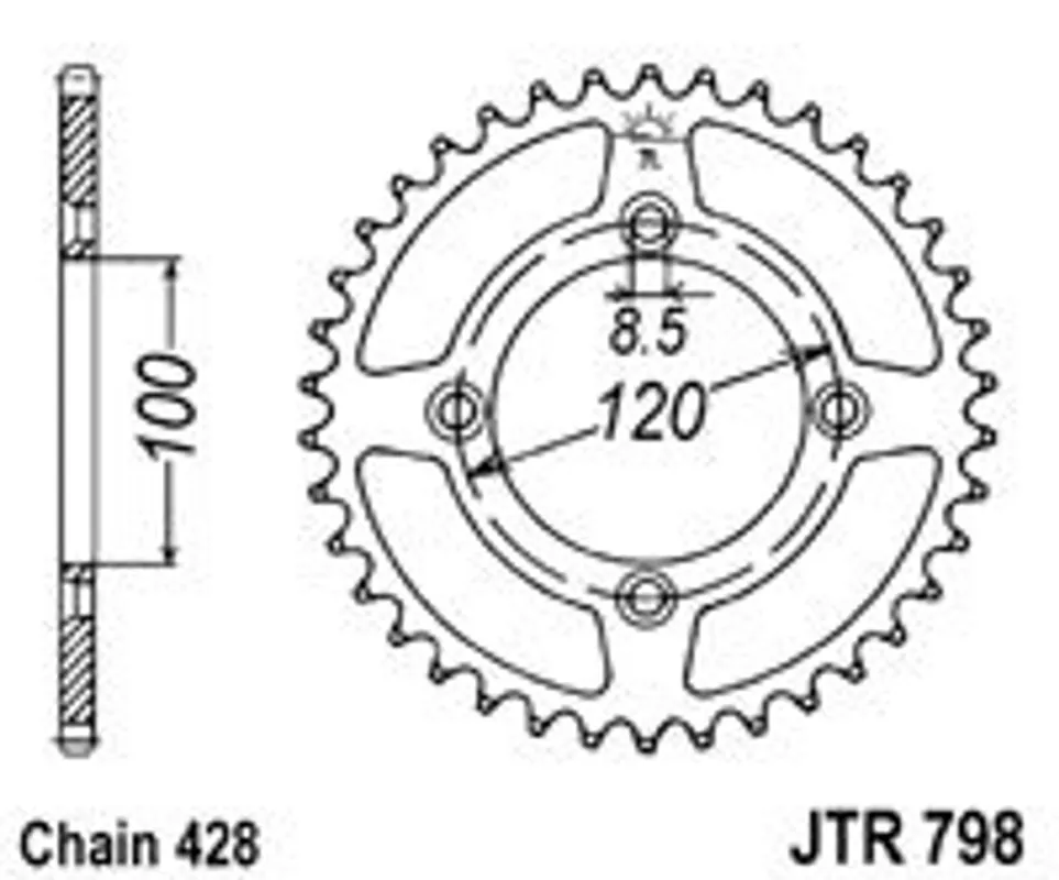 Super Cena Řetězová rozeta JT JTR 798-52 52 zubů, 428