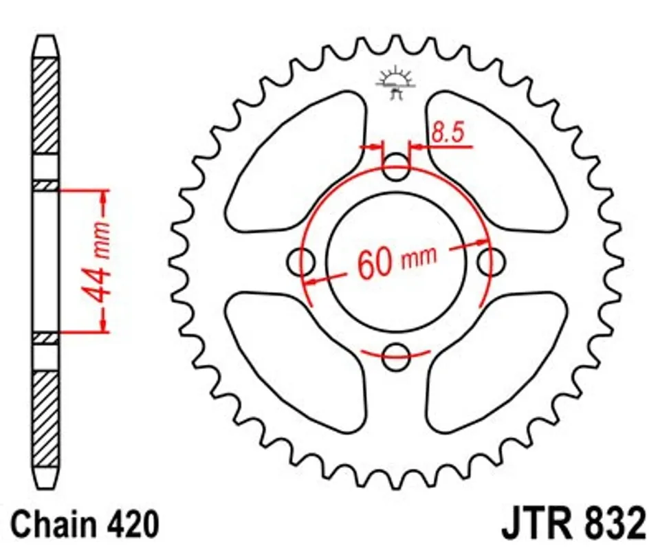 Nejlepší Volba Řetězová rozeta JT JTR 832-52 52 zubů, 420