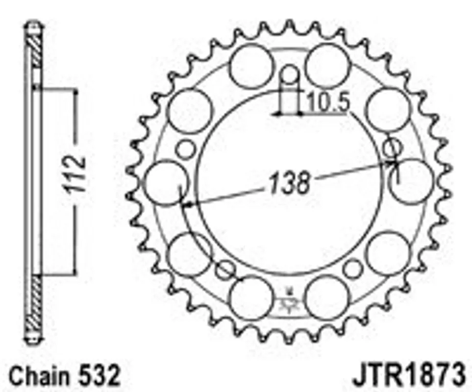 Řetězová rozeta JT JTR 1873-48 48 zubů, 532 Vysoce Kvalitní