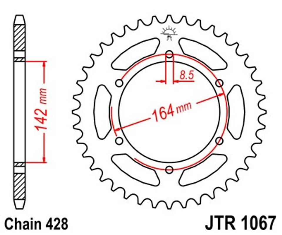 Originální Řetězová rozeta JT JTR 1067-52 52 zubů, 428
