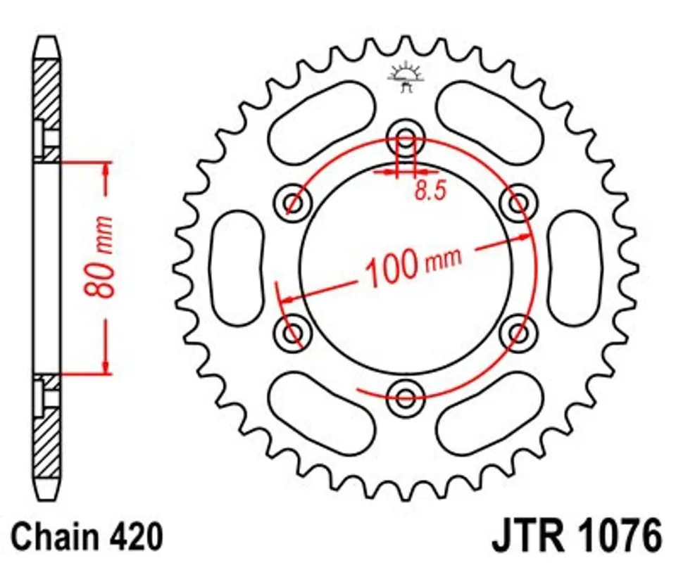 Vysoce Kvalitní Řetězová rozeta JT JTR 1076-48 48 zubů, 420