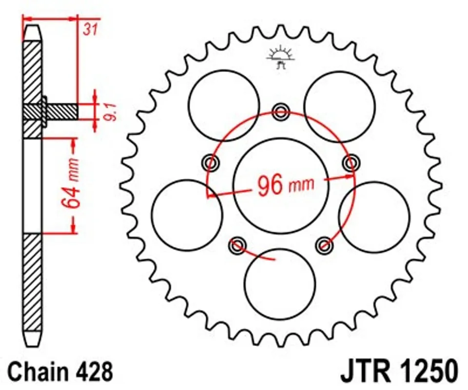 Objednat Nyní Řetězová rozeta JT JTR 1250-56 56 zubů, 428