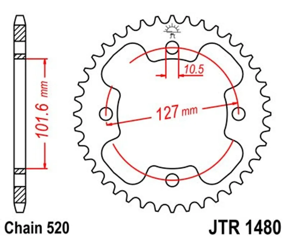 Řetězová rozeta JT JTR 1480-38 38 zubů, 520 Časově Omezené
