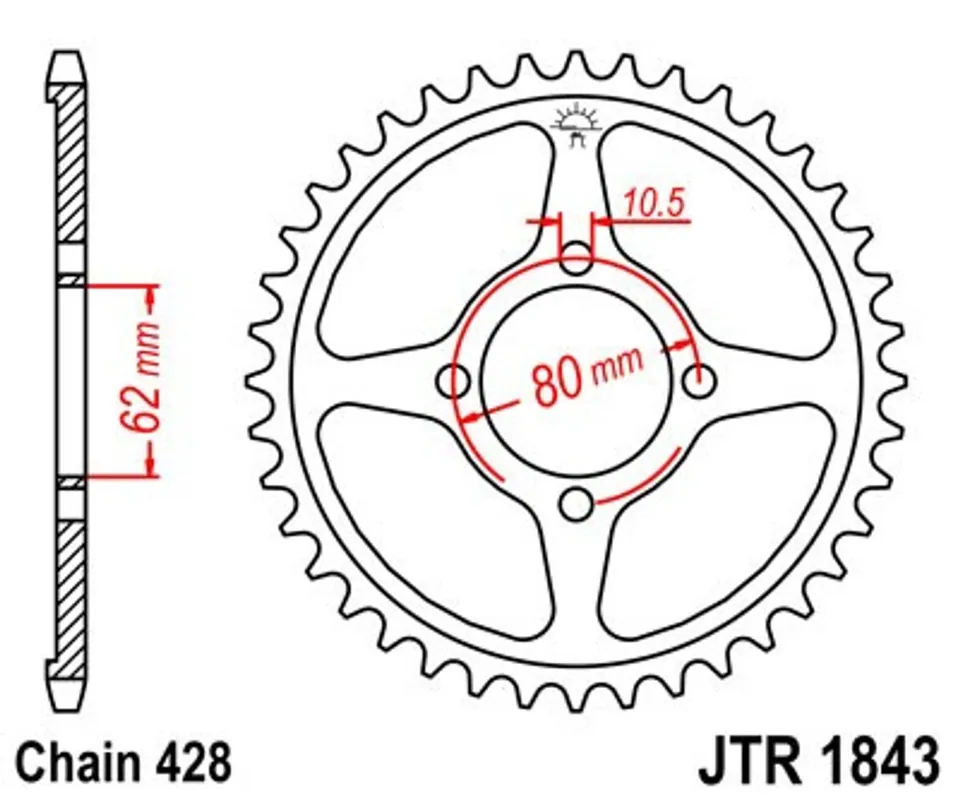 Řetězová rozeta JT JTR 1843-49 49 zubů, 428 Originální