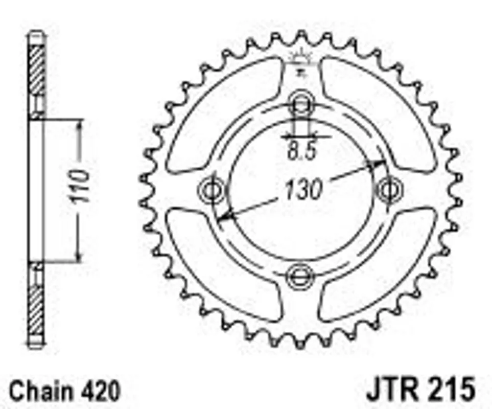 Řetězová rozeta JT JTR 215-50 50 zubů, 420 Cenově Výhodný