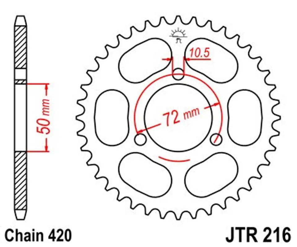 Řetězová rozeta JT JTR 216-36 36 zubů, 420 Objednat Nyní