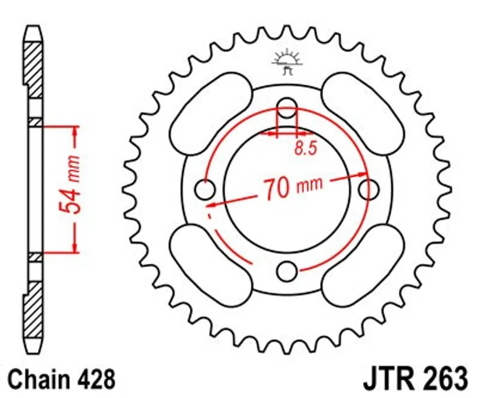Řetězová rozeta JT JTR 263-38 38 zubů, 428 Cenový Hit