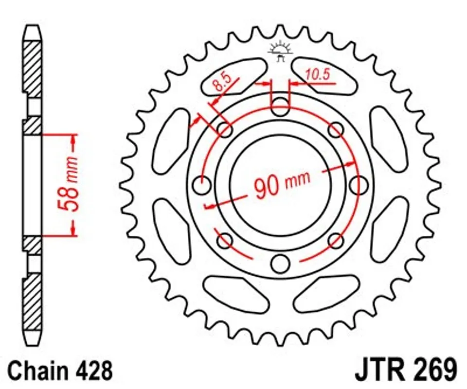 Řetězová rozeta JT JTR 269-34 34 zubů, 428 Cenová Bomba