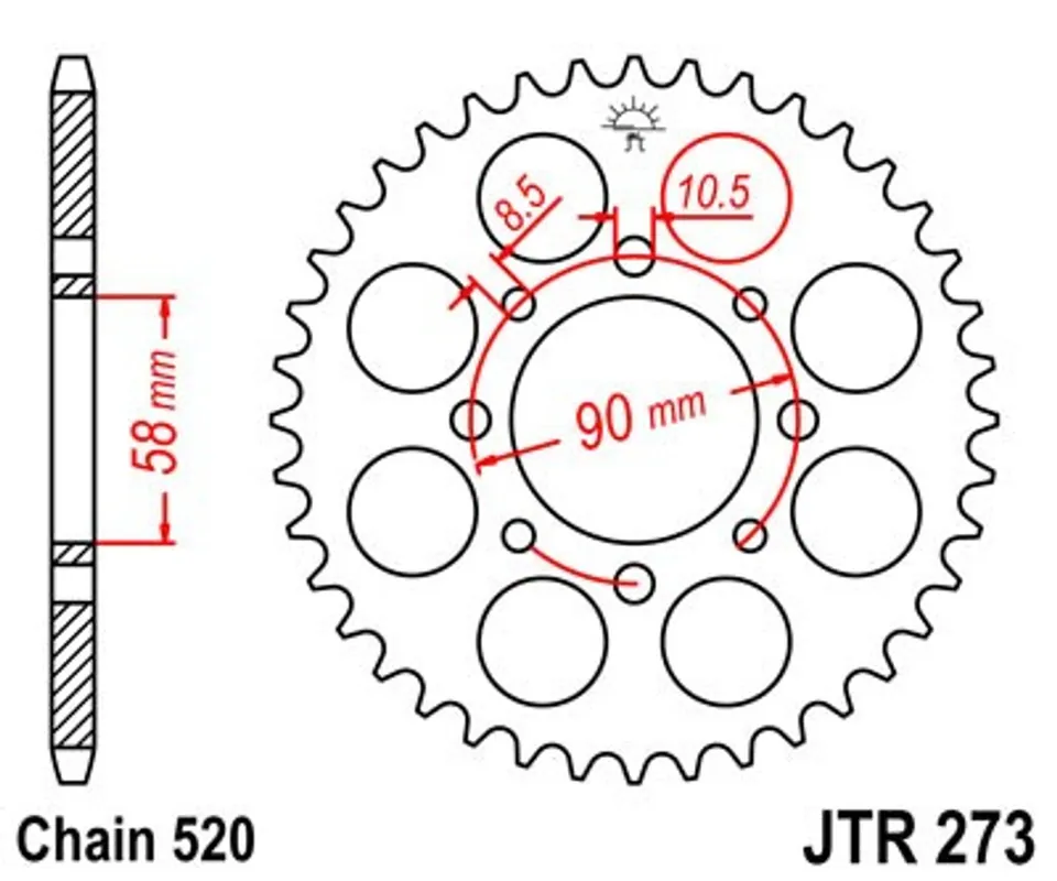 Řetězová rozeta JT JTR 273-41 41 zubů, 520 Sleva