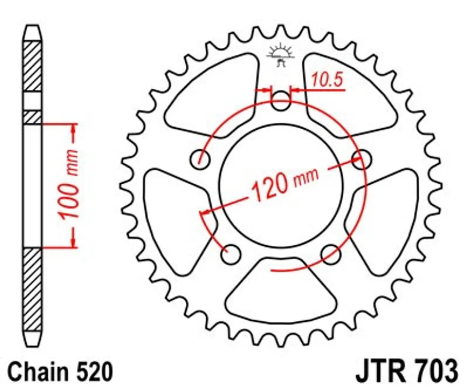 Koupit Online Řetězová rozeta JT JTR 703-44 44 zubů, 520