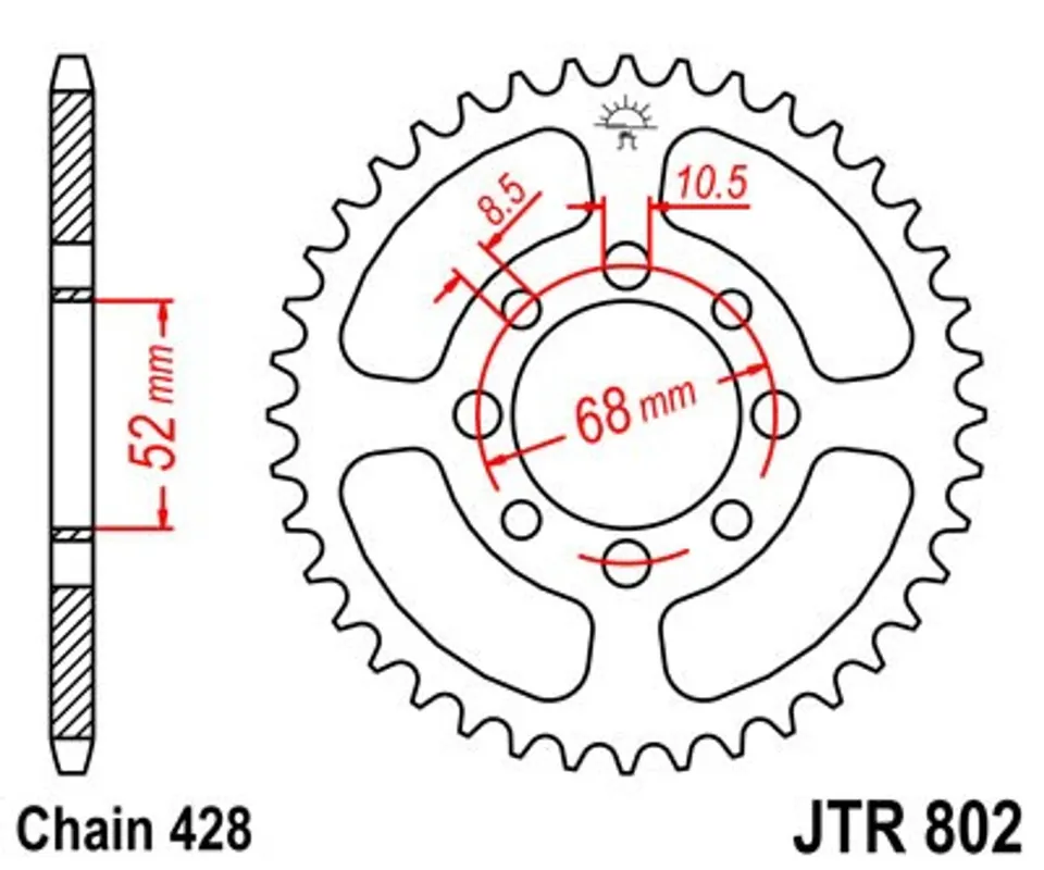 Řetězová rozeta JT JTR 802-37 37 zubů, 428 Odeslání Ihned