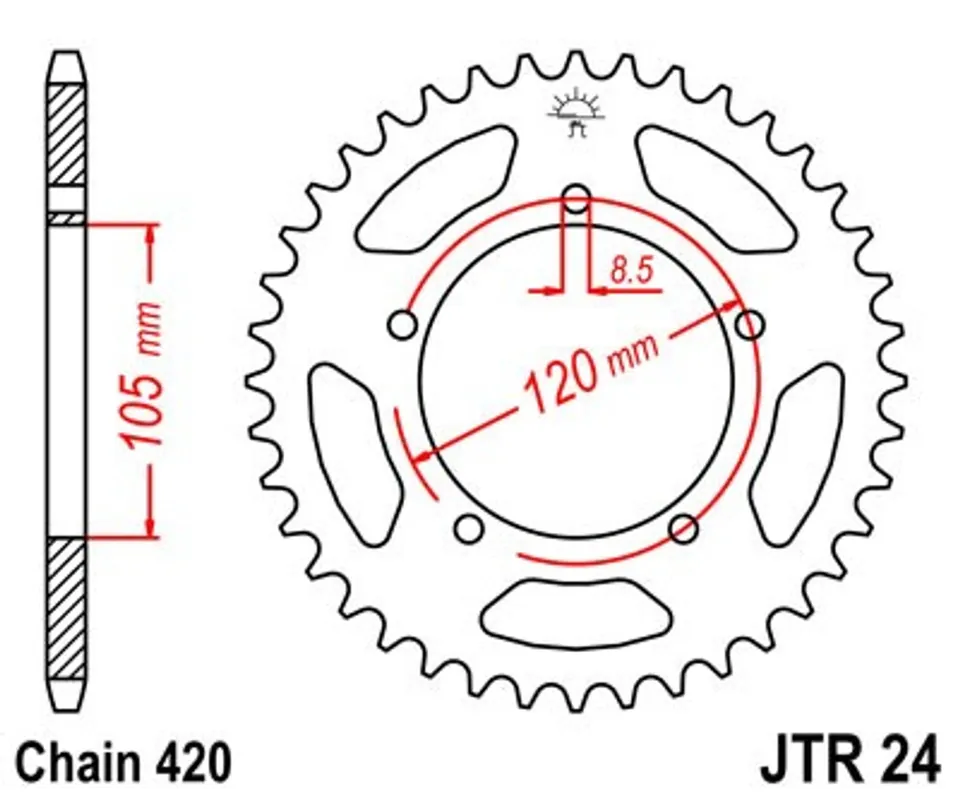 Expresní Doručení Řetězová rozeta JT JTR 24-50 50 zubů, 420