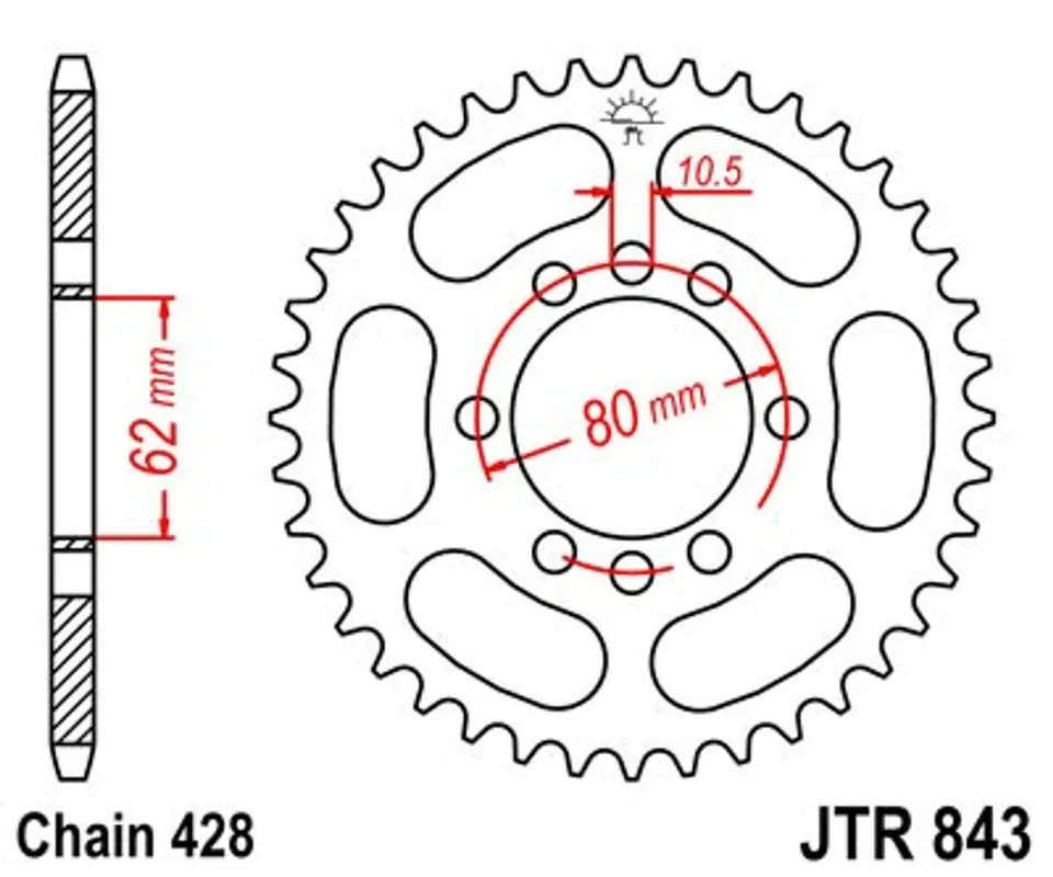 Objednat Nyní Řetězová rozeta JT JTR 843-51 51 zubů, 428