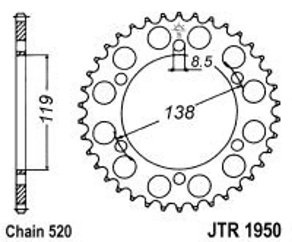 Řetězová rozeta JT JTR 1950-48 48 zubů, 520 Oblíbený