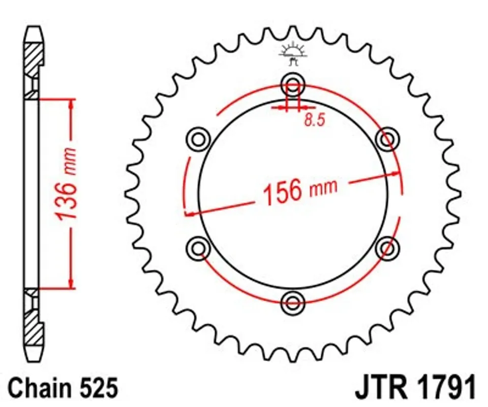 Odeslání Ihned Řetězová rozeta JT JTR 1791-43 43 zubů, 525
