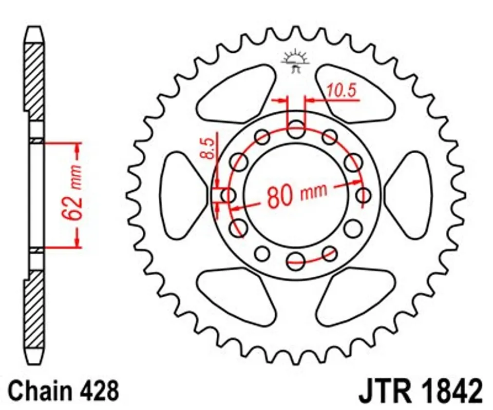 Jen Po Omezenou Doba Řetězová rozeta JT JTR 1842-52 52 zubů, 428