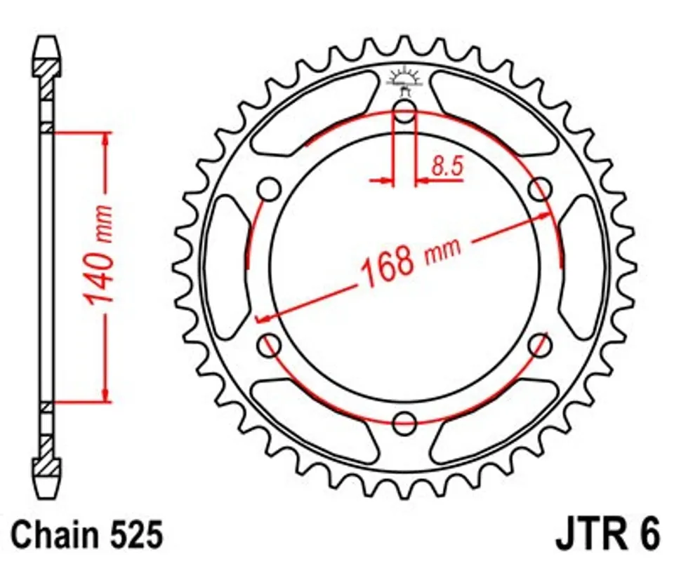 Výprodej Řetězová rozeta JT JTR 6-47 47 zubů, 525