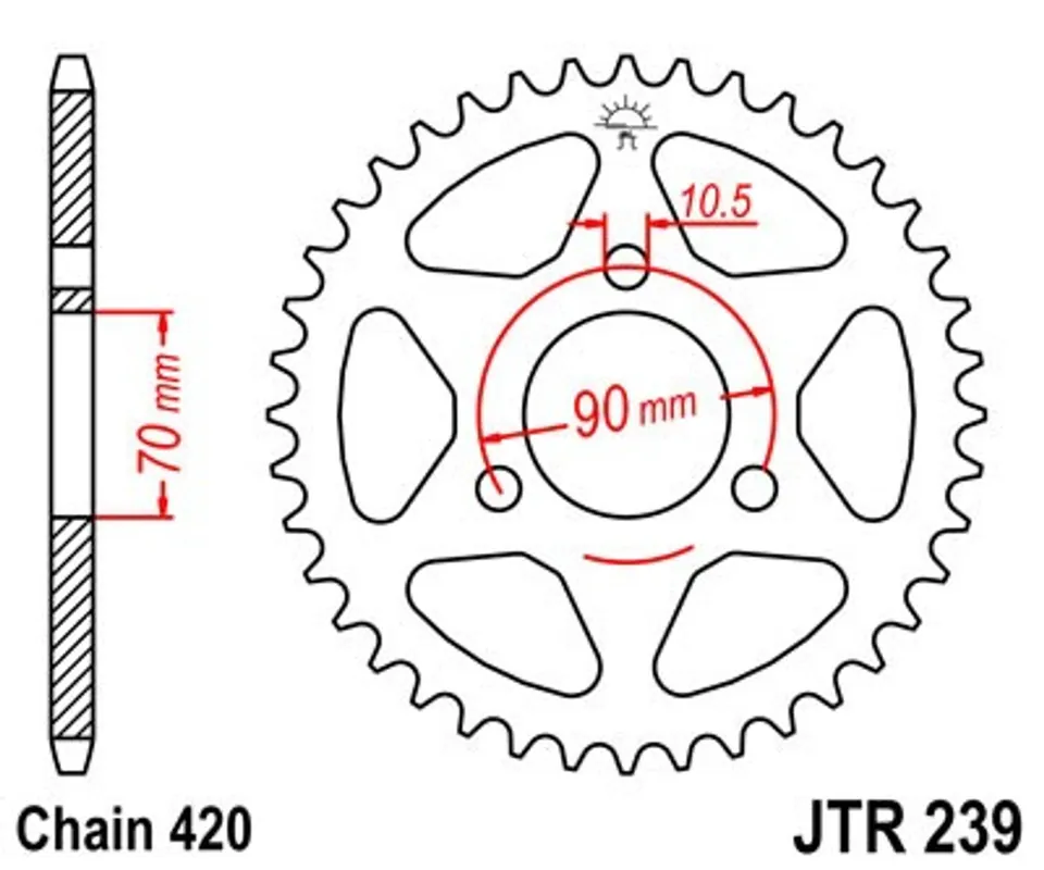Značkový Řetězová rozeta JT JTR 239-40 40 zubů, 420
