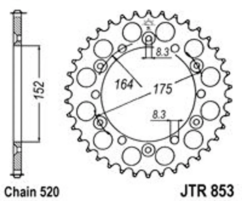 Řetězová rozeta JT JTR 853-47 47 zubů, 520 Sleva