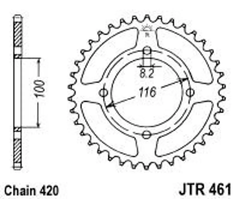 Řetězová rozeta JT JTR 461-50 50 zubů, 420 Vysoce Kvalitní