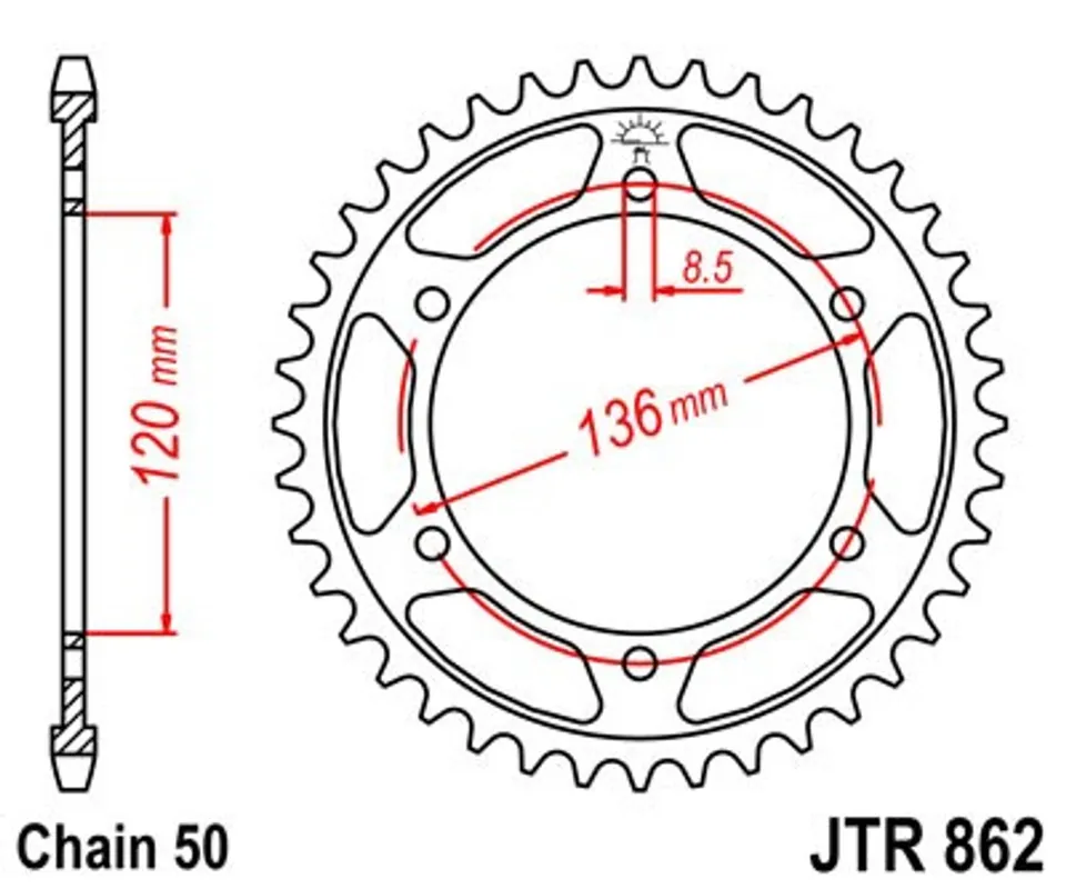 Hit Sezóny Řetězová rozeta JT JTR 862-44 44 zubů, 530