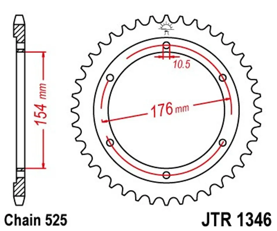 Řetězová rozeta JT JTR 1346-44 44 zubů, 525 Autentický