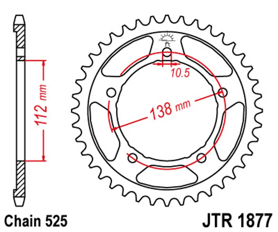 Řetězová rozeta JT JTR 1877-47 47 zubů, 525 Expresní Doručení