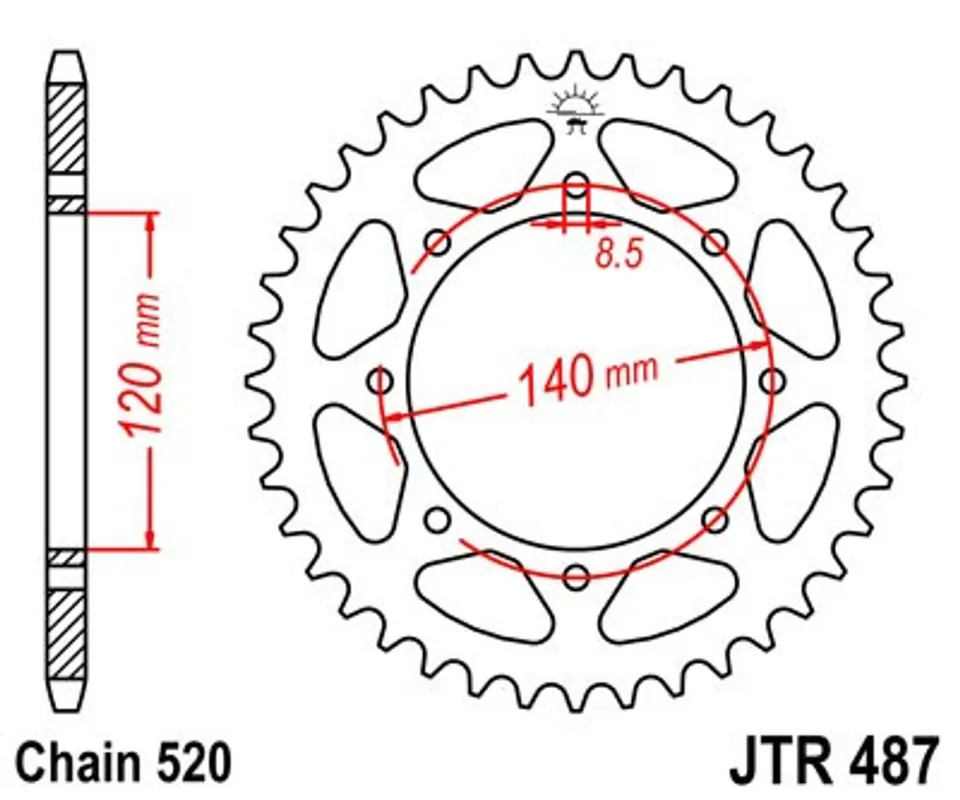 Řetězová rozeta JT JTR 487-37 37 zubů, 520 Objednat Nyní