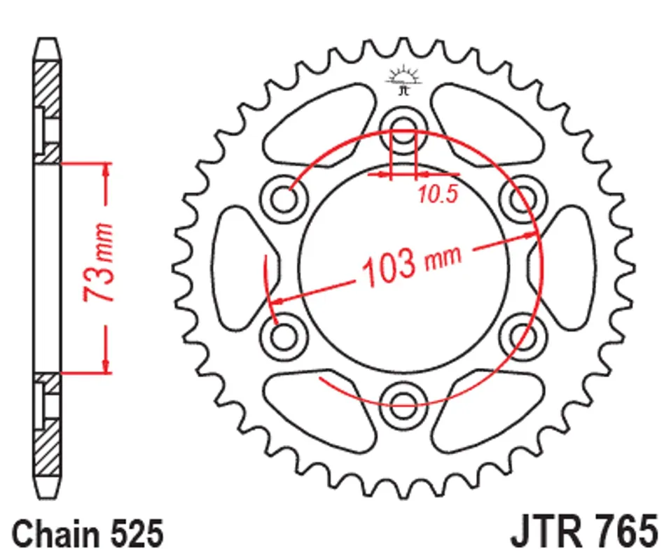 Bezpečná Platba Řetězová rozeta JT JTR 765-42ZBK 42 zubů, 525 Černý zinek