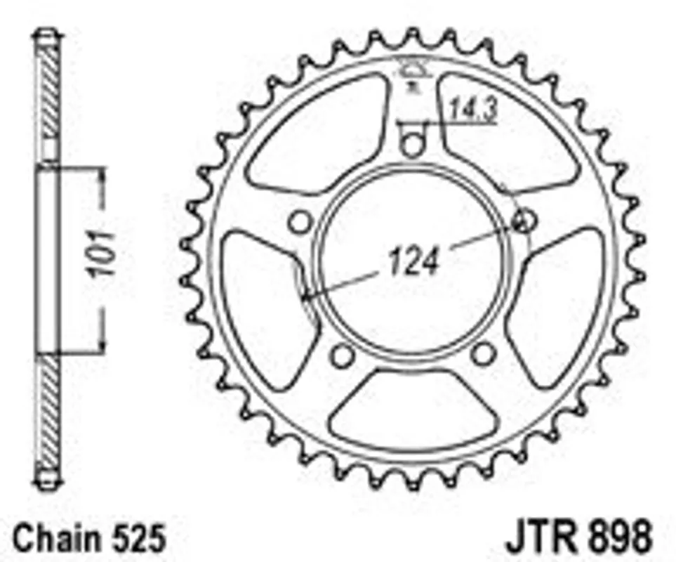 Řetězová rozeta JT JTR 898-44 44 zubů, 525 Jen Po Omezenou Doba
