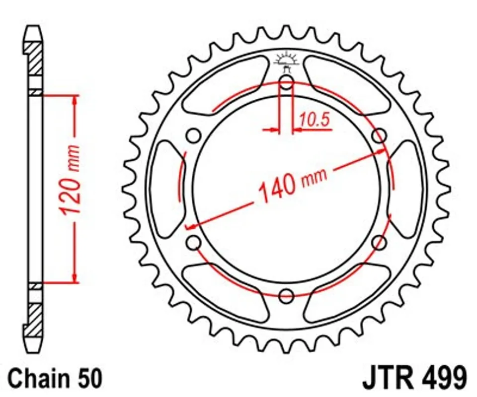 Řetězová rozeta JT JTR 499-48 48 zubů, 530 Víkendová Akce