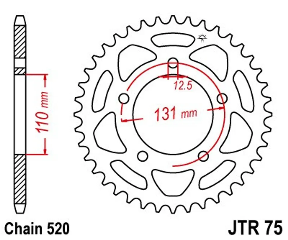 Víkendová Akce Řetězová rozeta JT JTR 75-45 45 zubů, 520